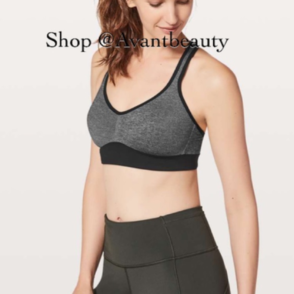 NWT lululemon speed up bra high support c/d bra heathered black size 4 sport